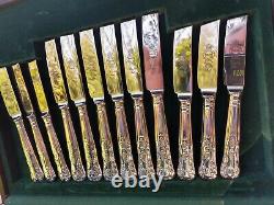 QUALITY KINGS PATTERN Sheffield England Silver Plate Cutlery Set 50 Pce Cased