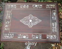 Quality Victorian Rosewood Mother of Pearl Marquetry Box with Silver Plated Bott