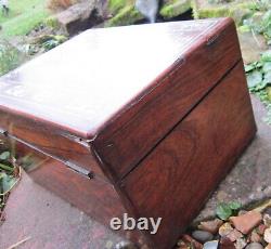 Quality Victorian Rosewood Mother of Pearl Marquetry Box with Silver Plated Bott