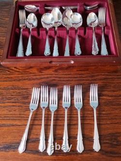 Quality Vintage Inkerman 44 Piece Silver Plated Cutlery Set in Original Box