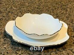 RARE 1880-1922 K&G Luneville France White/Silver-Rim Soup/Cereal 1 Bowl? , 1 Plate