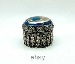 RARE Antique Art Deco Trinket Box Man In The Moon Silver Plate