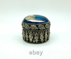 RARE Antique Art Deco Trinket Box Man In The Moon Silver Plate