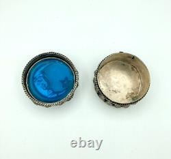 RARE Antique Art Deco Trinket Box Man In The Moon Silver Plate