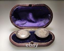 RARE Antique Silver Plate School of Musketry Cuff Button Cufflinks 1853 1919