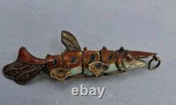 RARE Antique Victorian Double Sided Enameled Fish Pendant-intricate Moving