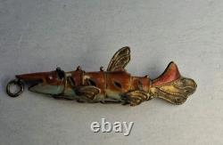 RARE Antique Victorian Double Sided Enameled Fish Pendant-intricate Moving