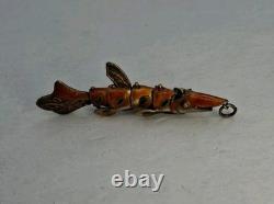 RARE Antique Victorian Double Sided Enameled Fish Pendant-intricate Moving