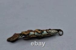 RARE Antique Victorian Double Sided Enameled Fish Pendant-intricate Moving