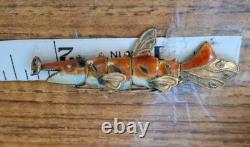 RARE Antique Victorian Double Sided Enameled Fish Pendant-intricate Moving