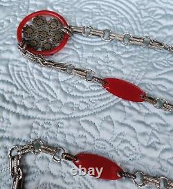 RARE EXQUISITE ANTIQUE 1920s CHERRY BAKELITE + CHAIN FLAPPER GIRL BELT WOW