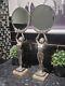 RARE Original 1920 Art Deco Limousin Chrome Plated Lady Mirrors, Made in France