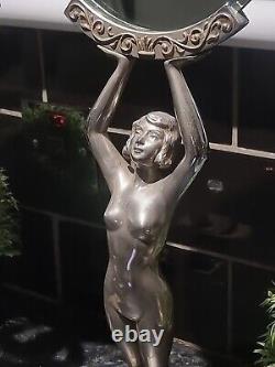 RARE Original 1920 Art Deco Limousin Chrome Plated Lady Mirrors, Made in France