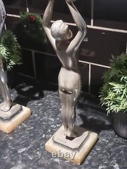 RARE Original 1920 Art Deco Limousin Chrome Plated Lady Mirrors, Made in France