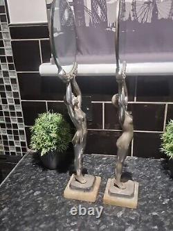 RARE Original 1920 Art Deco Limousin Chrome Plated Lady Mirrors, Made in France