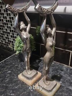 RARE Original 1920 Art Deco Limousin Chrome Plated Lady Mirrors, Made in France