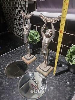 RARE Original 1920 Art Deco Limousin Chrome Plated Lady Mirrors, Made in France