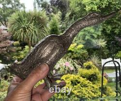 RARE PAIR VINTAGE French SILVER PLATED CAST BRONZE DUCKS TABLE DECOR 4 X 8 VGC