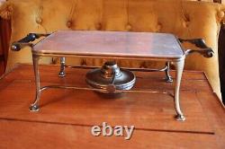 RARE SILVER PLATED PLATE WARMER STAND + ALUMINIUM TRAY TOP patent 18461/12