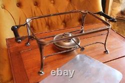 RARE SILVER PLATED PLATE WARMER STAND + ALUMINIUM TRAY TOP patent 18461/12