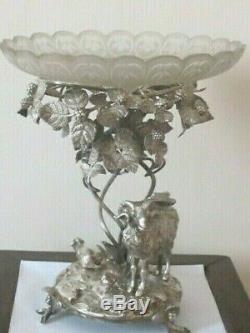 RARE Silver Plated Elkington Aesop's Fables Eagle and the Daw Centrepiece c1863