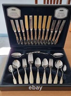 RARE Viners CAVENDISH 44 Piece Cutlery Set Stainless Steel Gold Plate Design