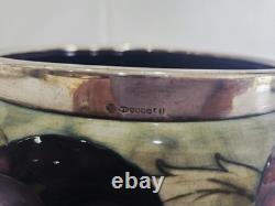 RARE William Moorcroft signed Celadon Pansy bowl silver plate rim Circa 1910