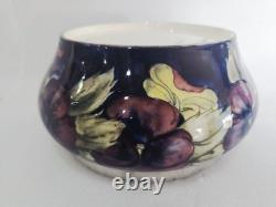 RARE William Moorcroft signed Celadon Pansy bowl silver plate rim Circa 1910
