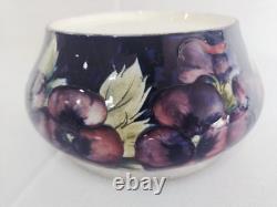 RARE William Moorcroft signed Celadon Pansy bowl silver plate rim Circa 1910