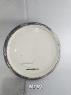 RARE William Moorcroft signed Celadon Pansy bowl silver plate rim Circa 1910