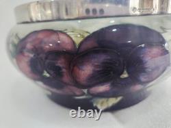 RARE William Moorcroft signed Celadon Pansy bowl silver plate rim Circa 1910
