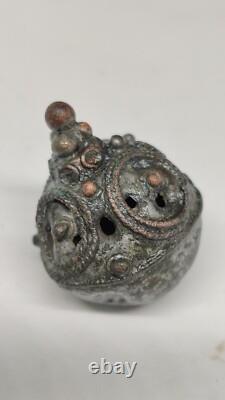 RARE large bronze with remnants of silver plating, part of the decoration. Rome