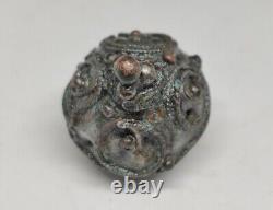 RARE large bronze with remnants of silver plating, part of the decoration. Rome