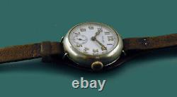 ROLEX WWI Antique Military Men's Boy size Wrist Watch Enamel Dial Original band