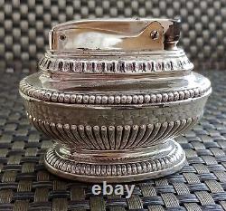 RONSON QUEEN ANNE MODEL -SILVER PLATE 1950's TABLE LIGHTER with Original Box