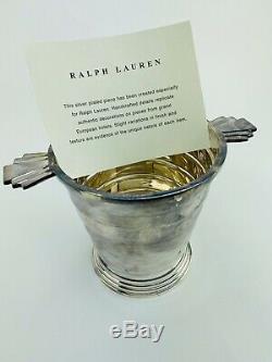 Ralph Lauren Huxley Ice Bucket. 925 Silver Plated 6 Bar ART DECO Liquor Barware