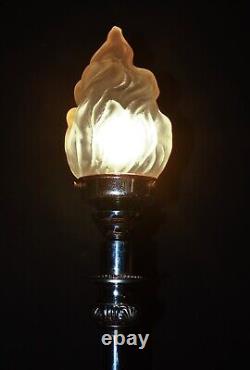 Rare 1920 George V silver plated Corinthian banquet lamp art deco opaline shade
