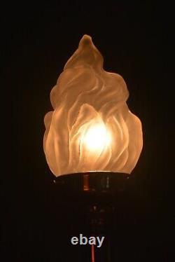 Rare 1920 George V silver plated Corinthian banquet lamp art deco opaline shade