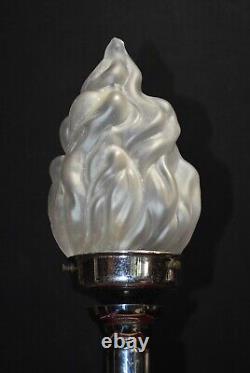 Rare 1920 George V silver plated Corinthian banquet lamp art deco opaline shade