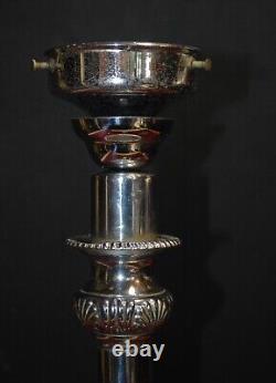Rare 1920 George V silver plated Corinthian banquet lamp art deco opaline shade