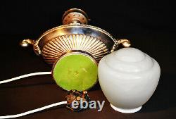 Rare 1940s heavy cast silver plated white metal two-handled Aladdin table lamp