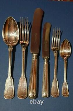 Rare 48 Piece Set Antique J A Henckels Zwillingswerk Silverplate Cutlery 8 Place