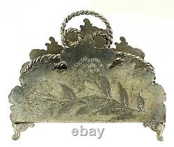 Rare Antique Aesthetic Silver Plate Engraved Napkin Letter Toast Holder Wilcox