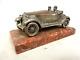 Rare Antique British Oldtimer Racing Car Marble Silver Plated Base Desk Piece