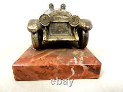 Rare Antique British Oldtimer Racing Car Marble Silver Plated Base Desk Piece