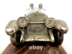 Rare Antique British Oldtimer Racing Car Marble Silver Plated Base Desk Piece