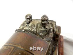 Rare Antique British Oldtimer Racing Car Marble Silver Plated Base Desk Piece