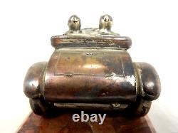 Rare Antique British Oldtimer Racing Car Marble Silver Plated Base Desk Piece