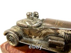 Rare Antique British Oldtimer Racing Car Marble Silver Plated Base Desk Piece