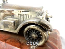 Rare Antique British Oldtimer Racing Car Marble Silver Plated Base Desk Piece
